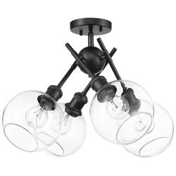 Axel 24" Wide 4-Light Semi-Flush in Matte Black with Clear Glass