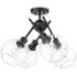 Axel 24" Wide 4-Light Semi-Flush in Matte Black with Clear Glass