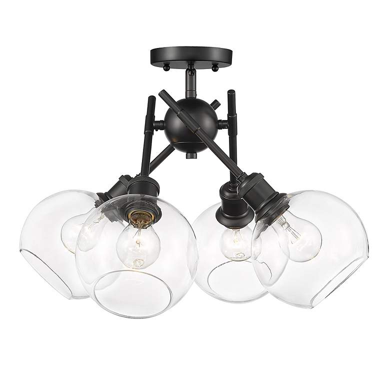Image 3 Axel 24" Wide 4-Light Semi-Flush in Matte Black with Clear Glass more views