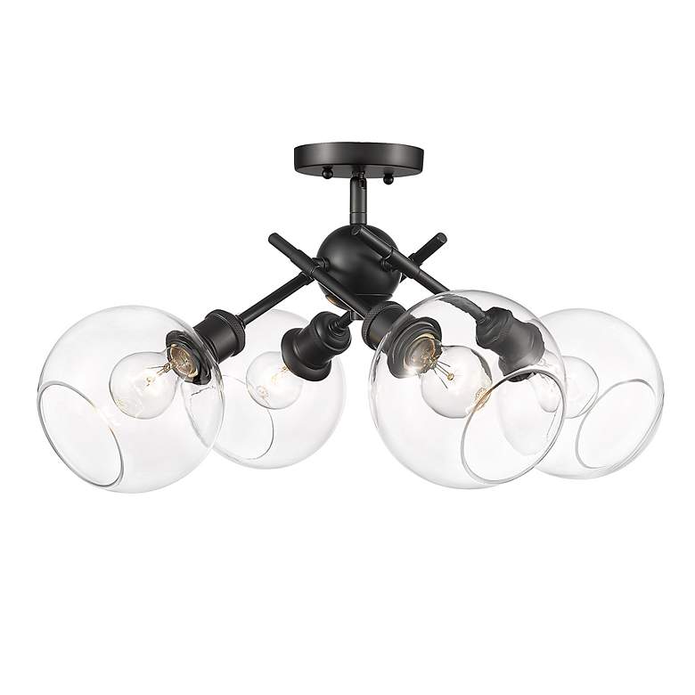 Image 4 Axel 24" Wide 4-Light Semi-Flush in Matte Black with Clear Glass more views
