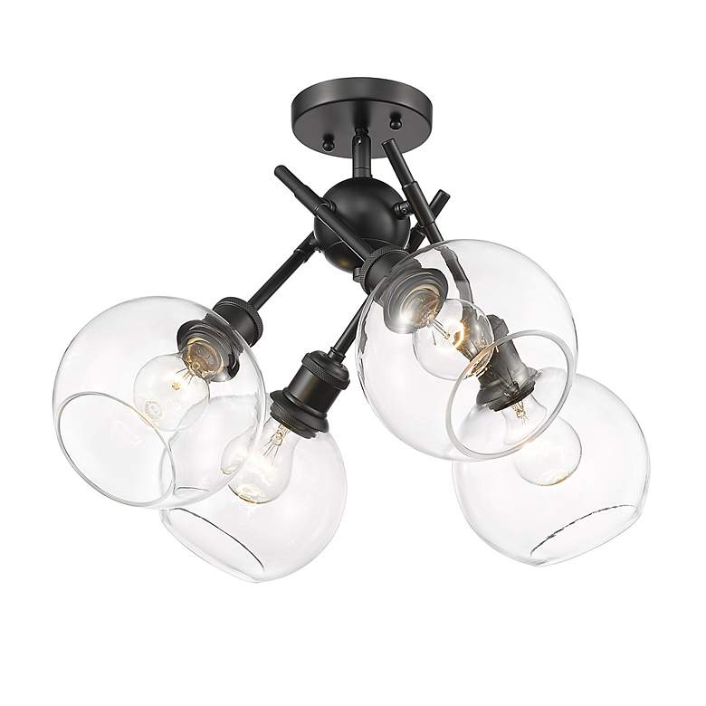 Image 5 Axel 24" Wide 4-Light Semi-Flush in Matte Black with Clear Glass more views