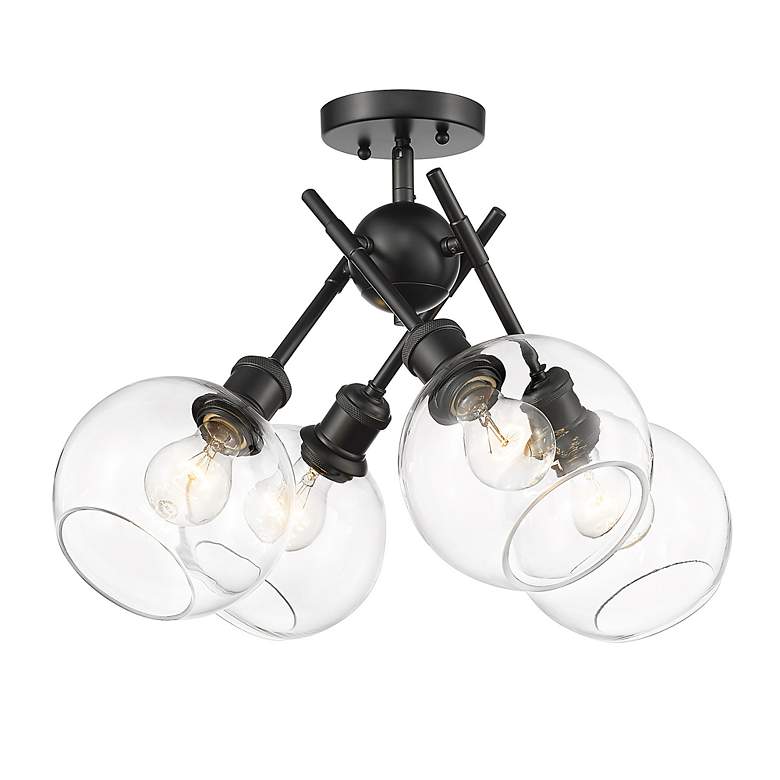 Image 6 Axel 24" Wide 4-Light Semi-Flush in Matte Black with Clear Glass more views