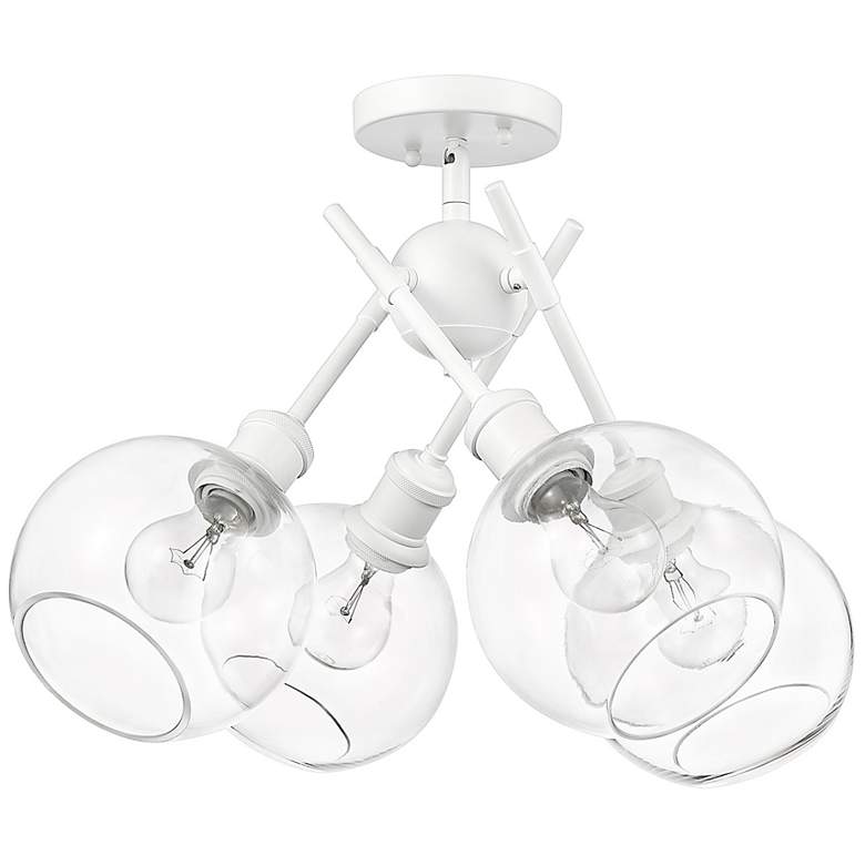 Image 2 Axel 24" Wide 4-Light Semi-Flush in Matte White with Clear Glass