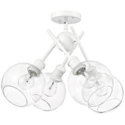 Axel 24" Wide 4-Light Semi-Flush in Matte White with Clear Glass