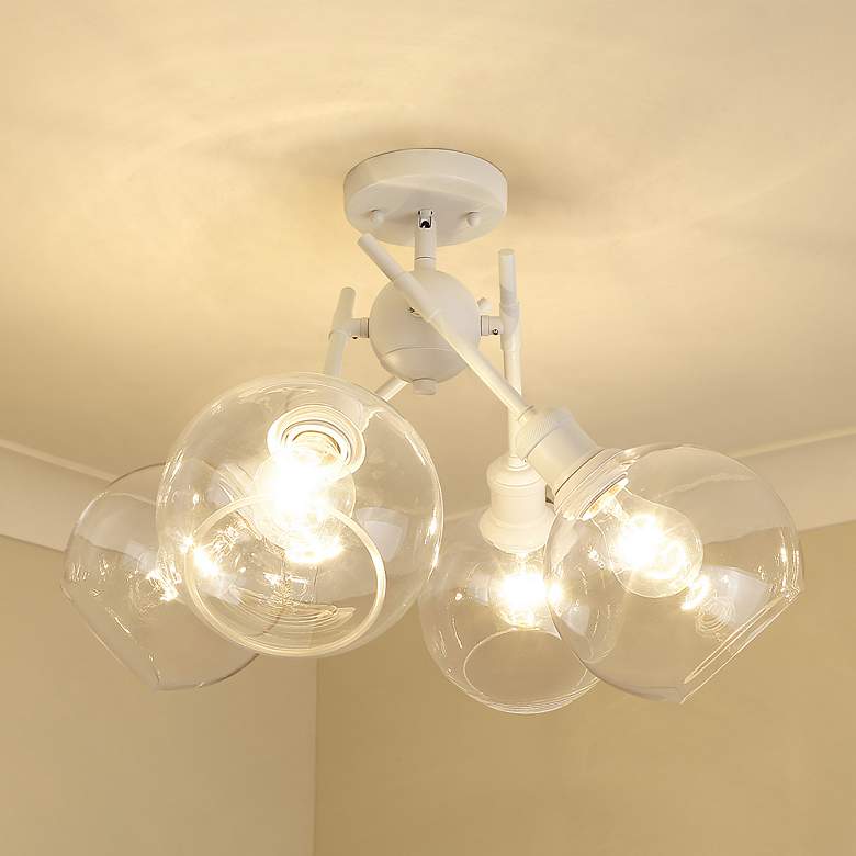 Image 1 Axel 24" Wide 4-Light Semi-Flush in Matte White with Clear Glass