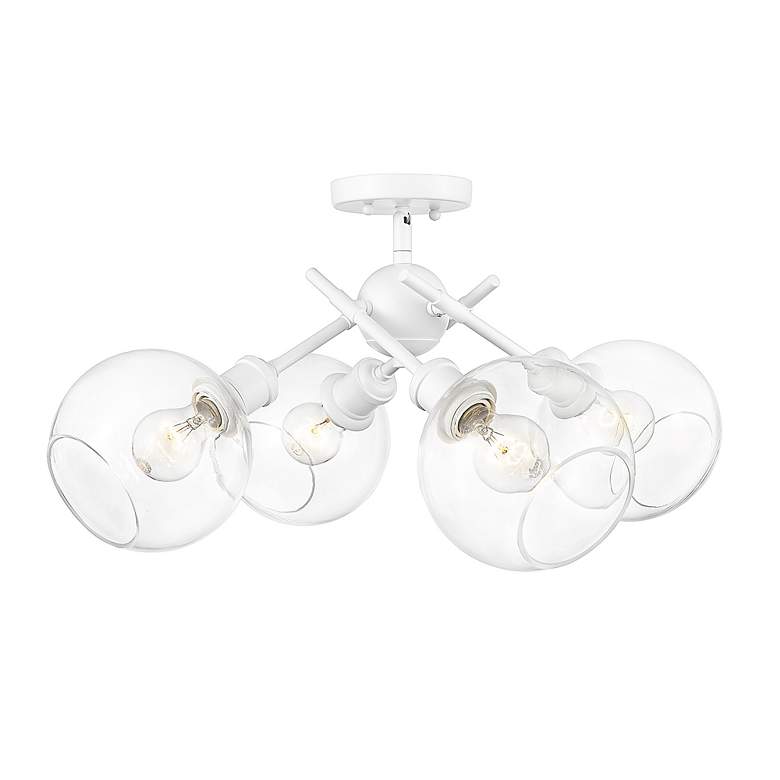 Image 4 Axel 24" Wide 4-Light Semi-Flush in Matte White with Clear Glass more views