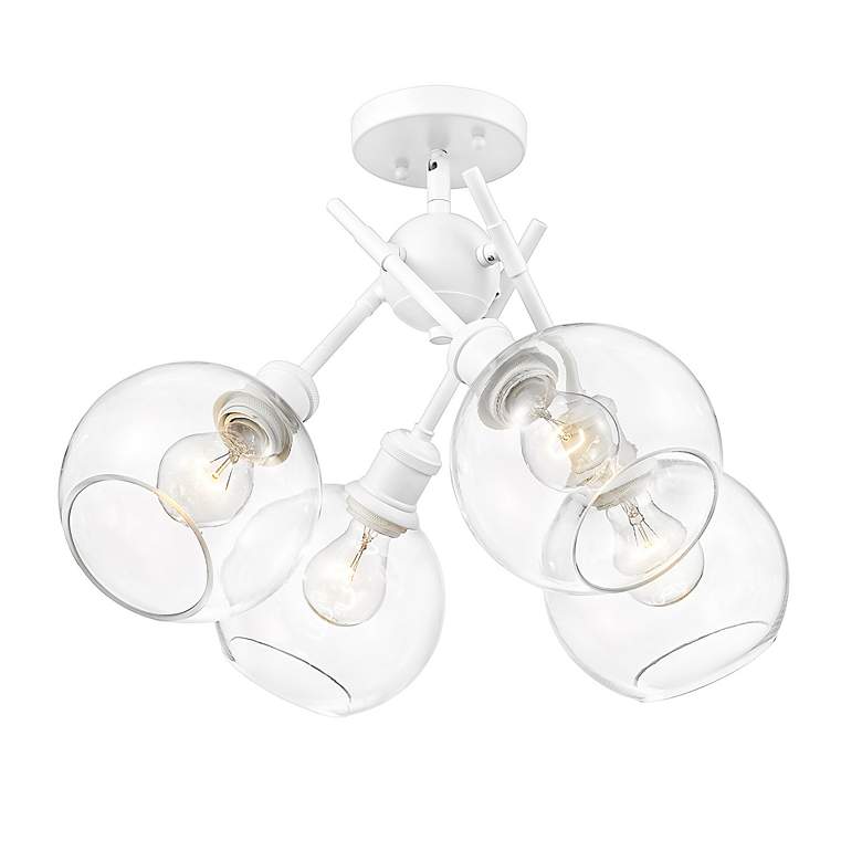 Image 5 Axel 24" Wide 4-Light Semi-Flush in Matte White with Clear Glass more views