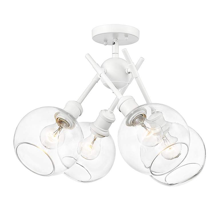 Image 6 Axel 24" Wide 4-Light Semi-Flush in Matte White with Clear Glass more views