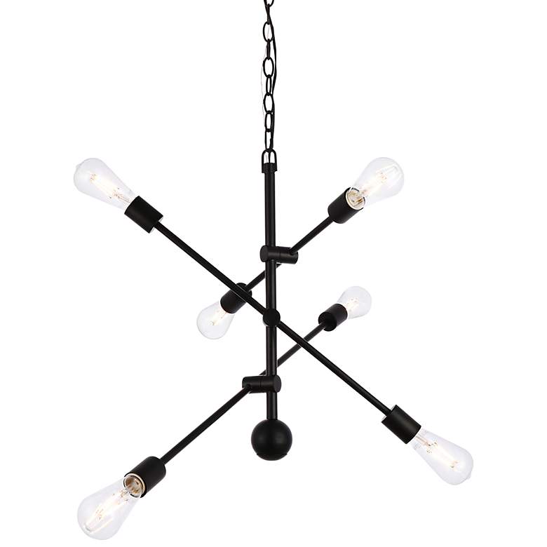Image 2 Axel 29" Wide Black 6-Light Pendant Light
