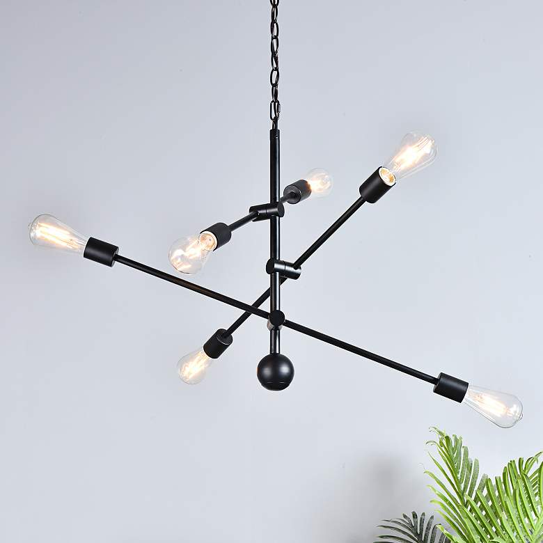 Image 1 Axel 29" Wide Black 6-Light Pendant Light