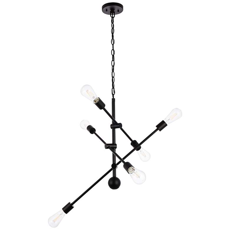 Image 5 Axel 29" Wide Black 6-Light Pendant Light more views