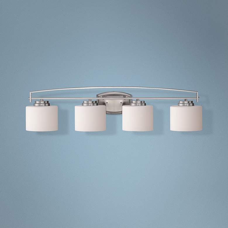 Image 1 Axel 32 1/2 inch Wide 4-Light Opal Glass Platinum Modern Bath Light