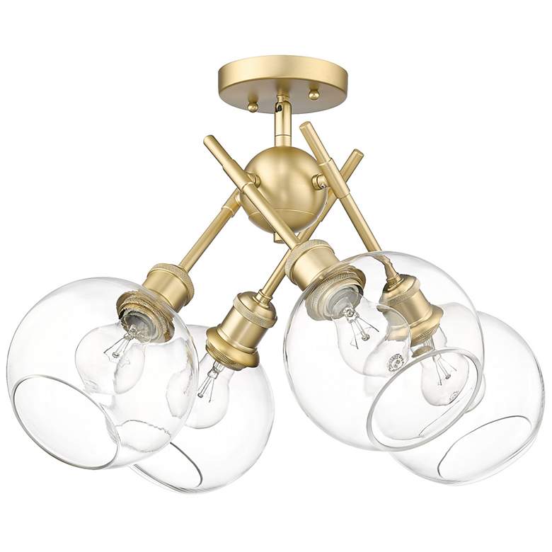 Image 1 Axel 4-Light Semi-Flush in Brushed Champagne Bronze with Clear Glass
