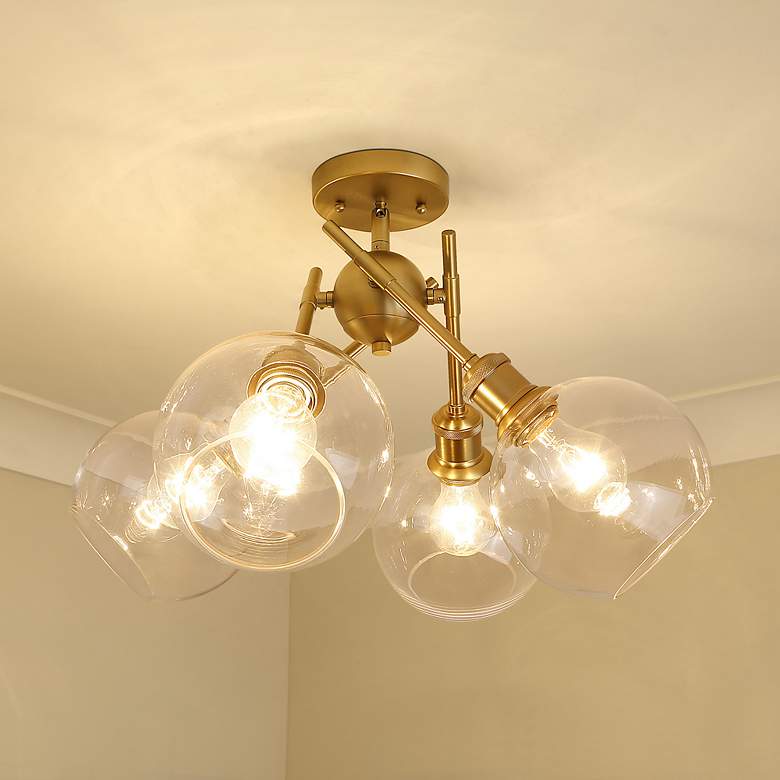 Image 1 Axel 4-Light Semi-Flush in Brushed Champagne Bronze with Clear Glass