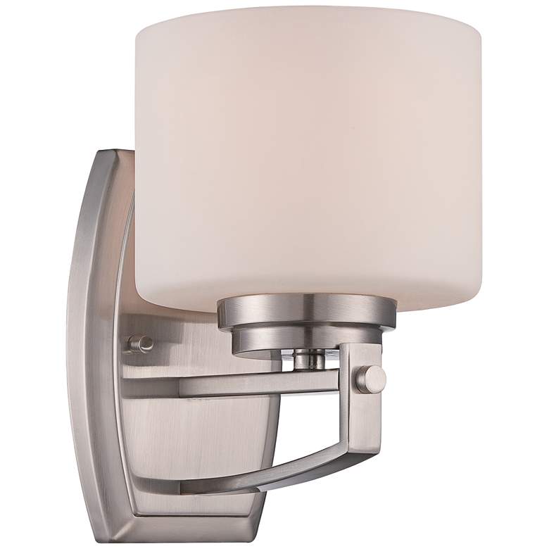 Image 1 Axel 8 3/4 inch High Opal Glass Satin Platinum Wall Sconce