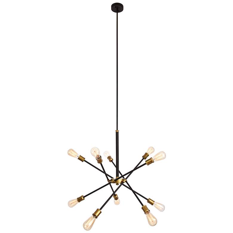 Image 1 Axel Collection Chandelier D27.2 H32.5 Lt:10 Black And Brass Finish
