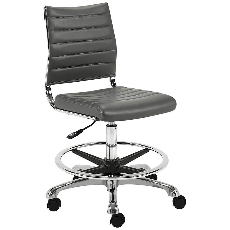 Image 2 Axel Gray Leatherette Adjustable Swivel Drafting Stool