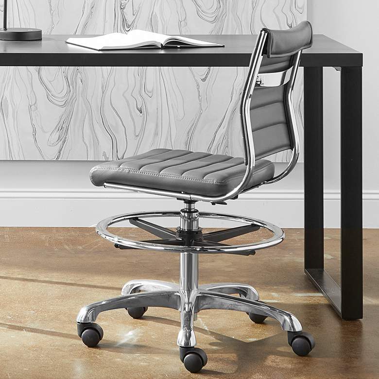 Image 1 Axel Gray Leatherette Adjustable Swivel Drafting Stool