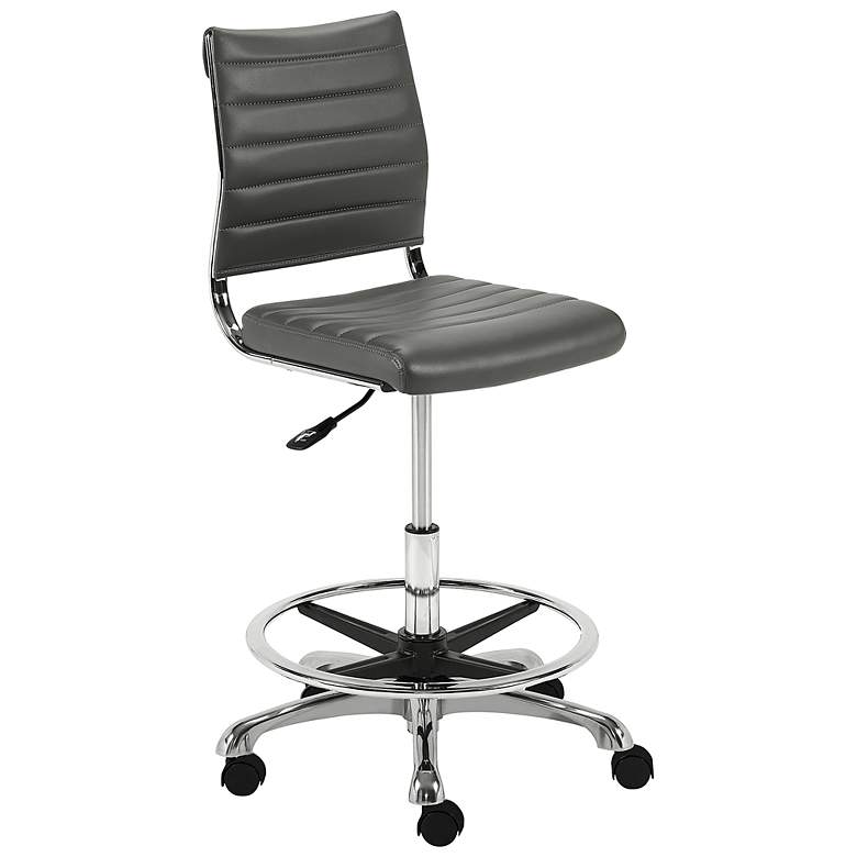 Image 6 Axel Gray Leatherette Adjustable Swivel Drafting Stool more views