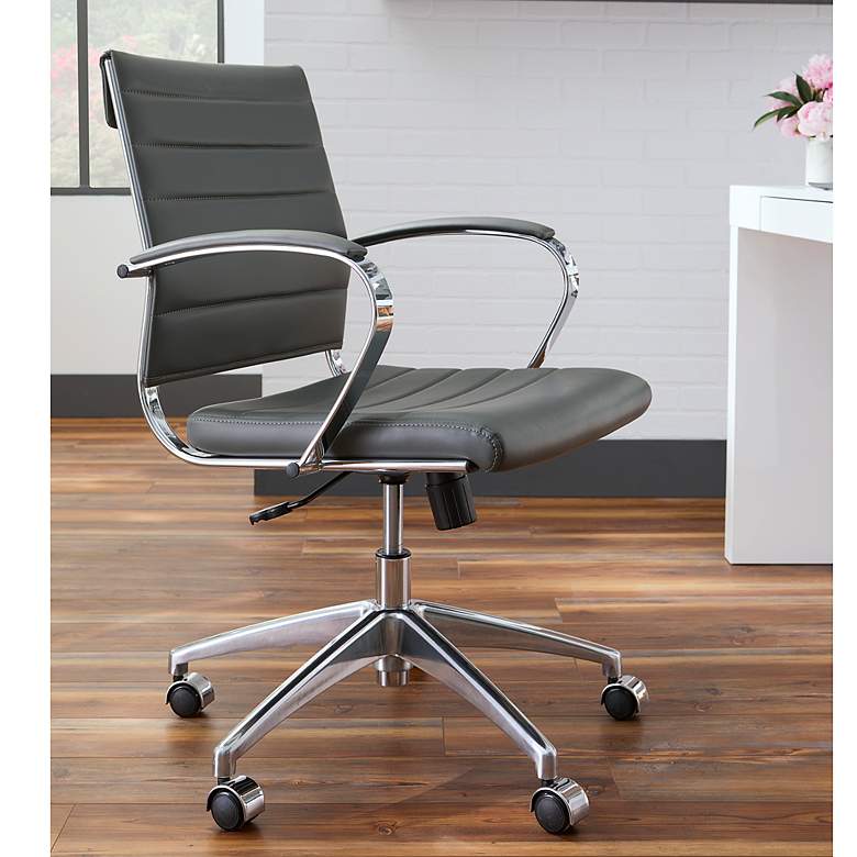 Image 1 Axel Gray Leatherette Adjustable Swivel Office Chair