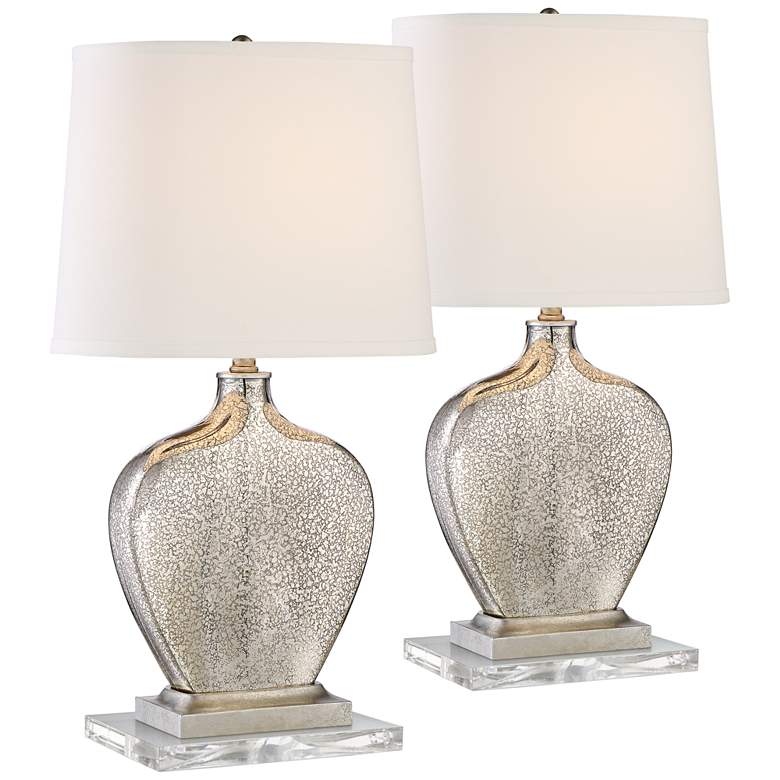 Image 1 Axel Mercury Glass Table Lamps Set of 2 with Clear Acrylic Risers