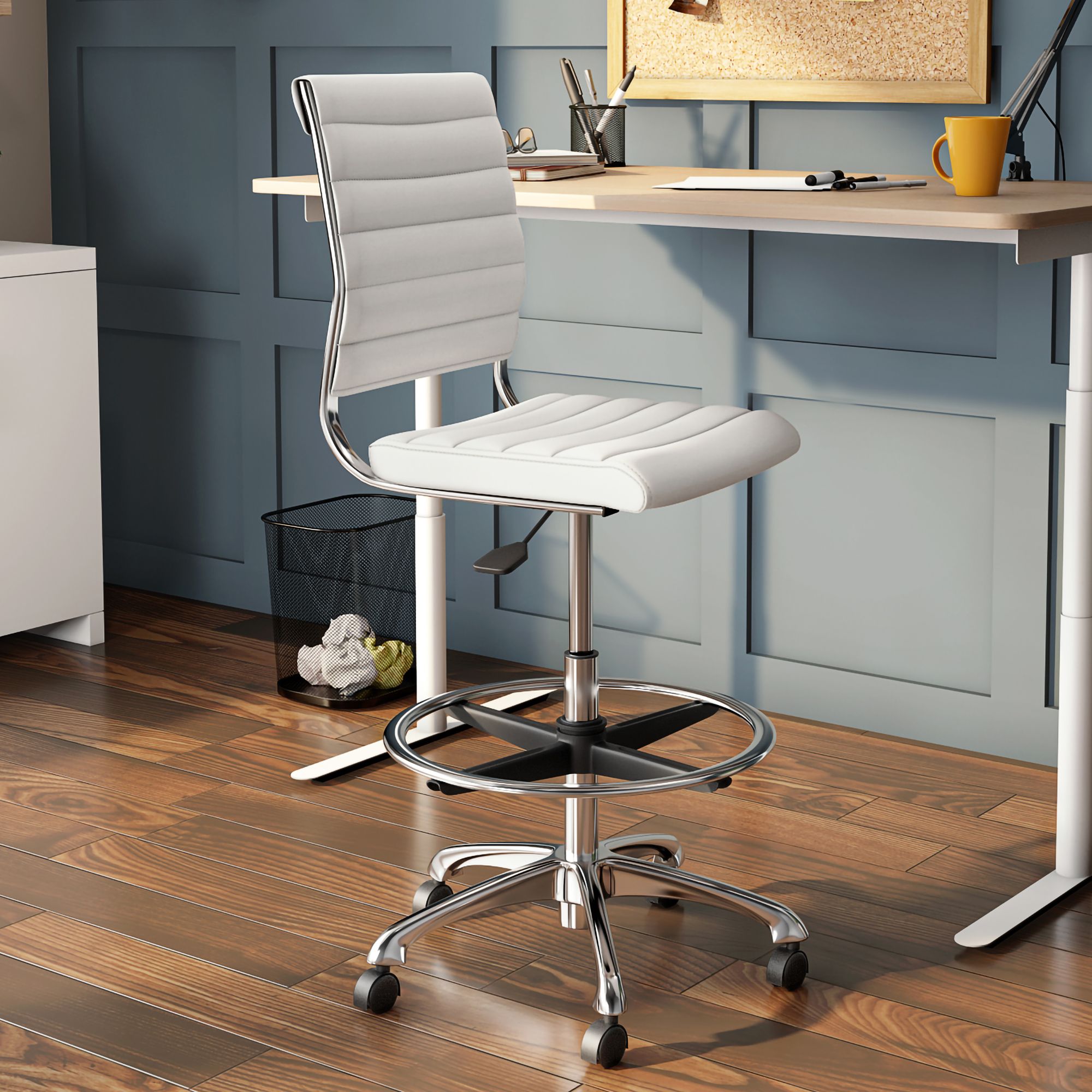 White 2024 drafting stool