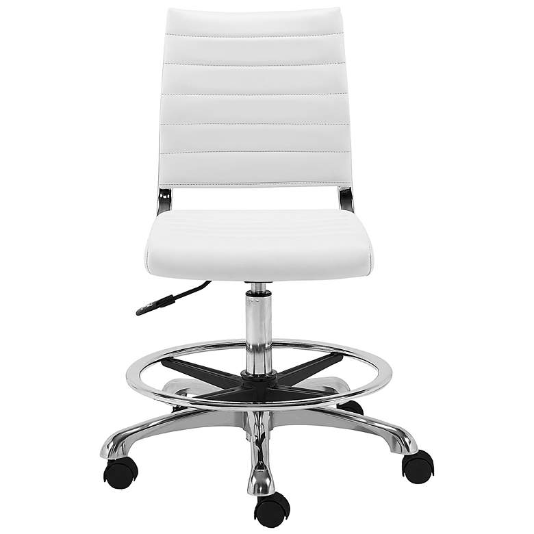 Image 3 Axel White Leatherette Adjustable Swivel Drafting Stool more views