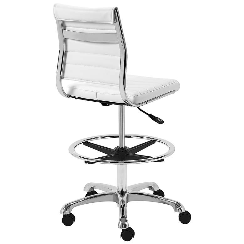 Image 5 Axel White Leatherette Adjustable Swivel Drafting Stool more views