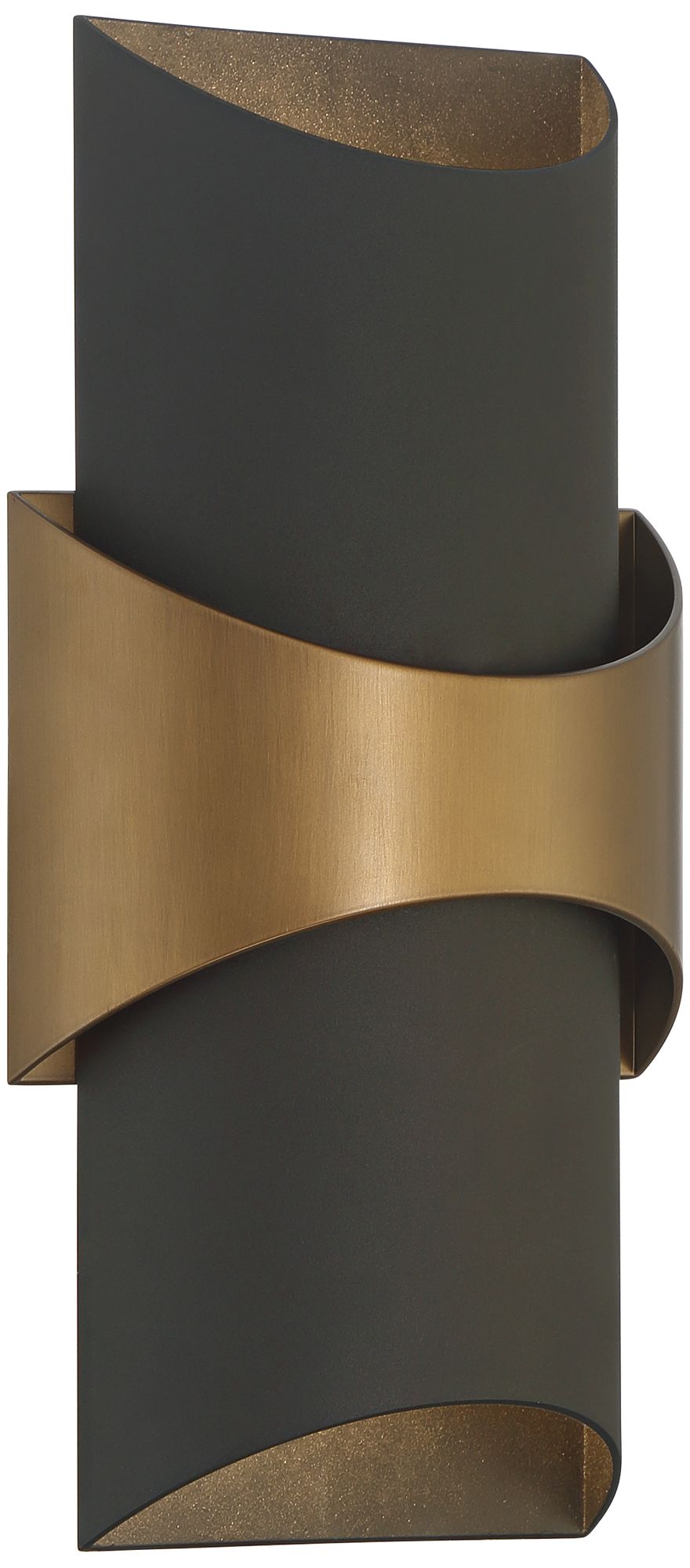 Image 2 Axford 14"H Sand Black and Aged Brass Up/Down LED Outdoor Wall Light