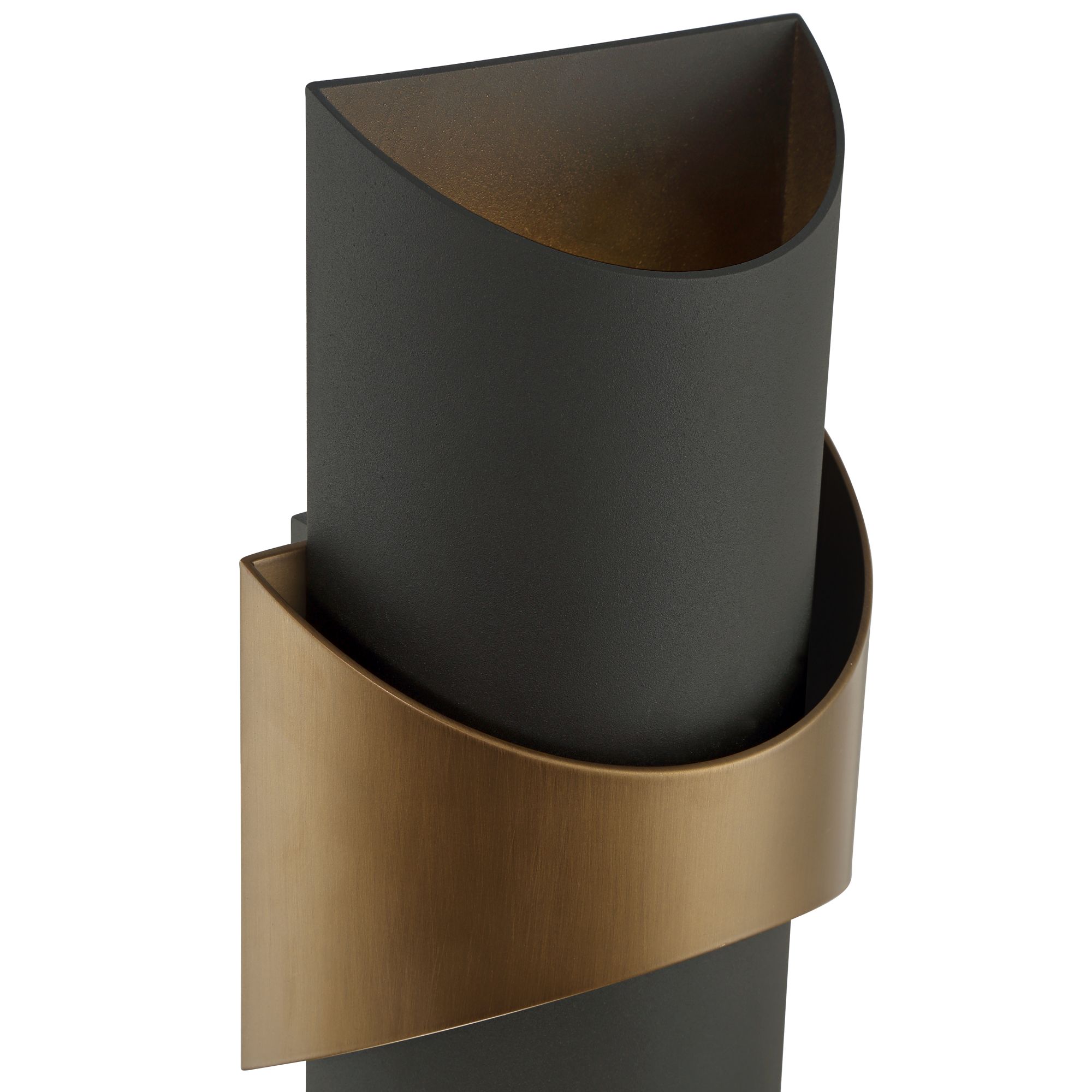 Image 2 Axford 14"H Sand Black Brass Up Down LED Outdoor Wall Light Set of 2 more views