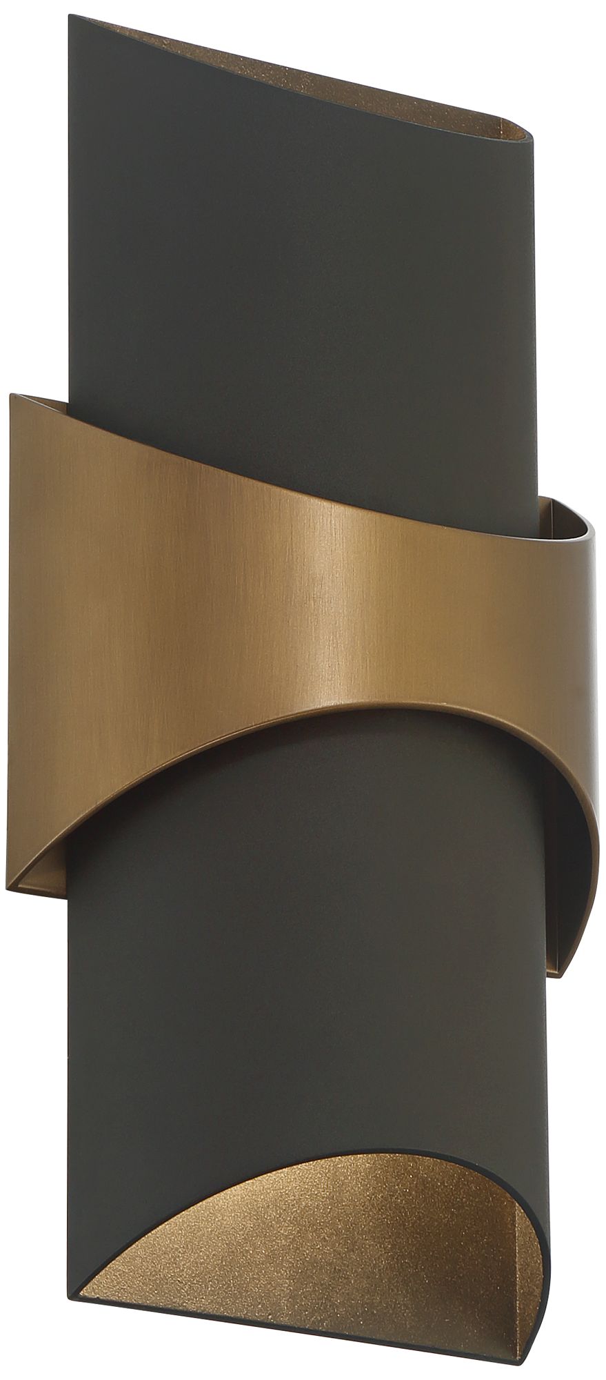 Image 5 Axford 14"H Sand Black Brass Up Down LED Outdoor Wall Light Set of 2 more views