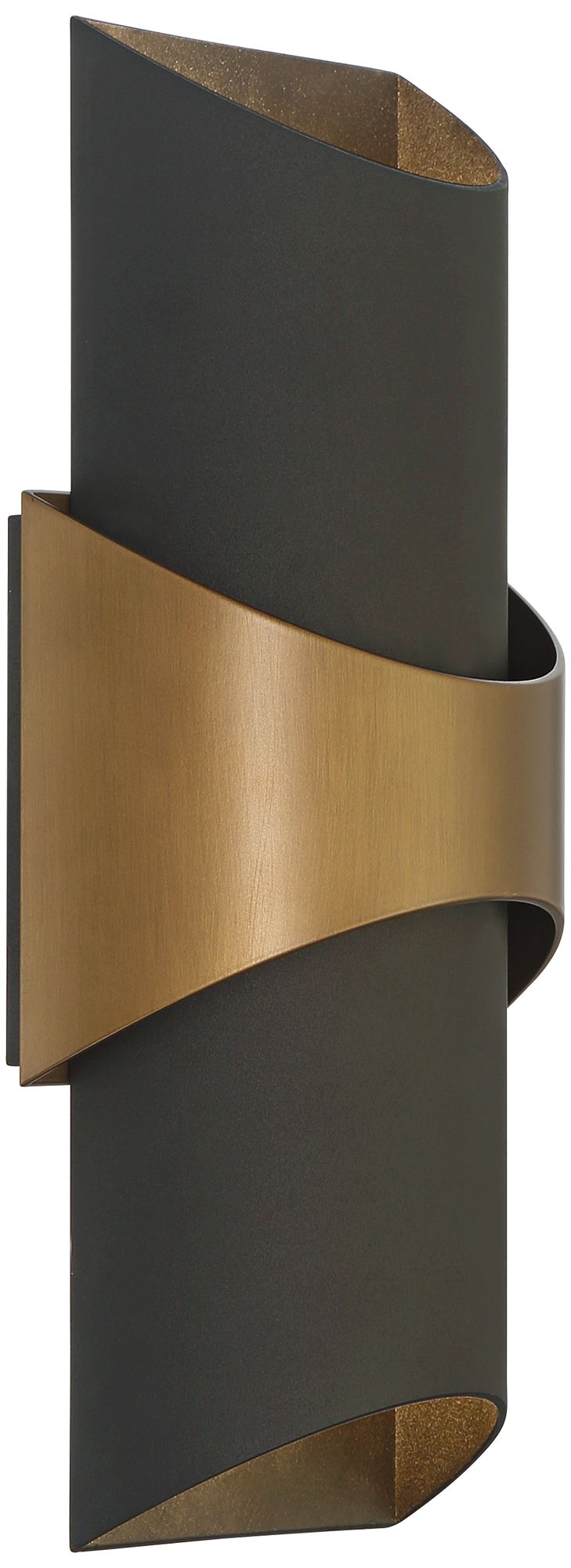 Image 6 Axford 14"H Sand Black Brass Up Down LED Outdoor Wall Light Set of 2 more views