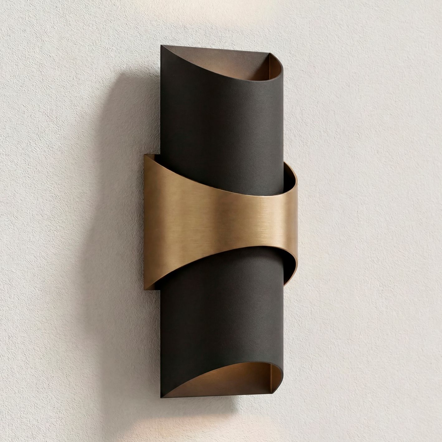 Axford 14"H Sand Black Brass Up Down LED Outdoor Wall Light Set of 2