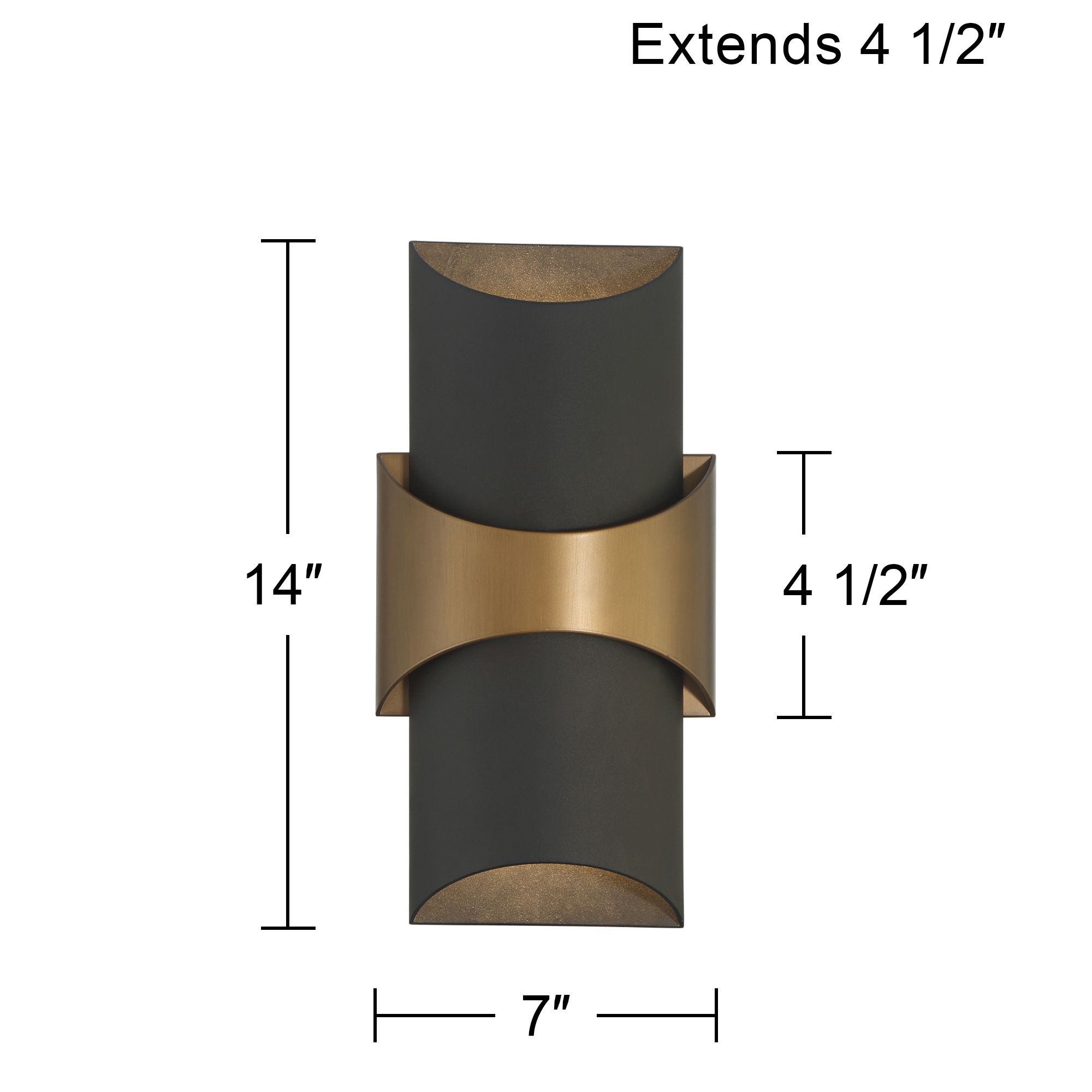 Axford 14"H Sand Black Brass Up Down LED Outdoor Wall Light Set of 2