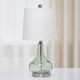 Image1 of Axia 23 1/4" Clear Gray Sage Glass Accent Bedside Desk Table Lamp