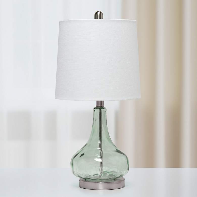 Image 1 Axia 23 1/4 inch Clear Gray Sage Glass Accent Bedside Desk Table Lamp
