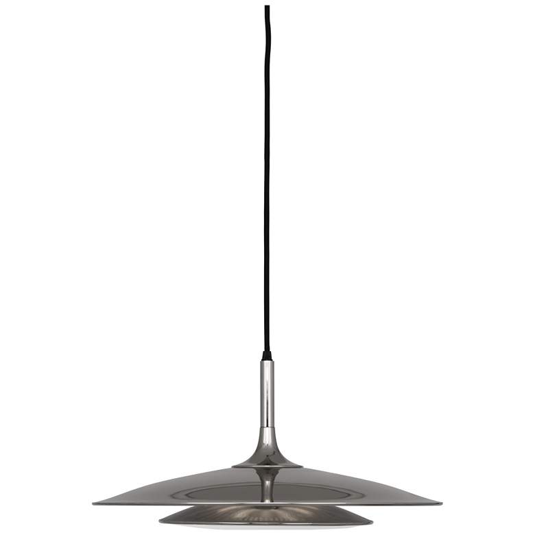Image 1 Axiom Pendant 18 inch d. sleek double shade in Polished Nickel Finish