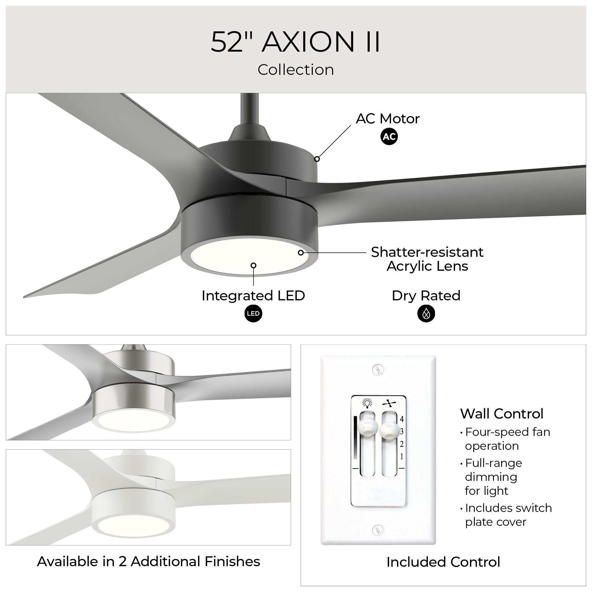Image 6 Axion II 52 in. 3-Blade Modern LED Ceiling Fan more views