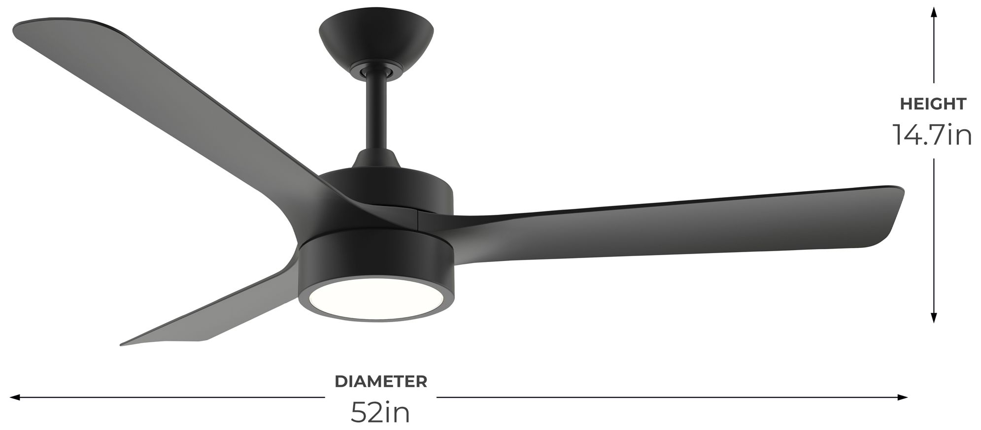 Axion II 52 in. 3-Blade Modern LED Ceiling Fan