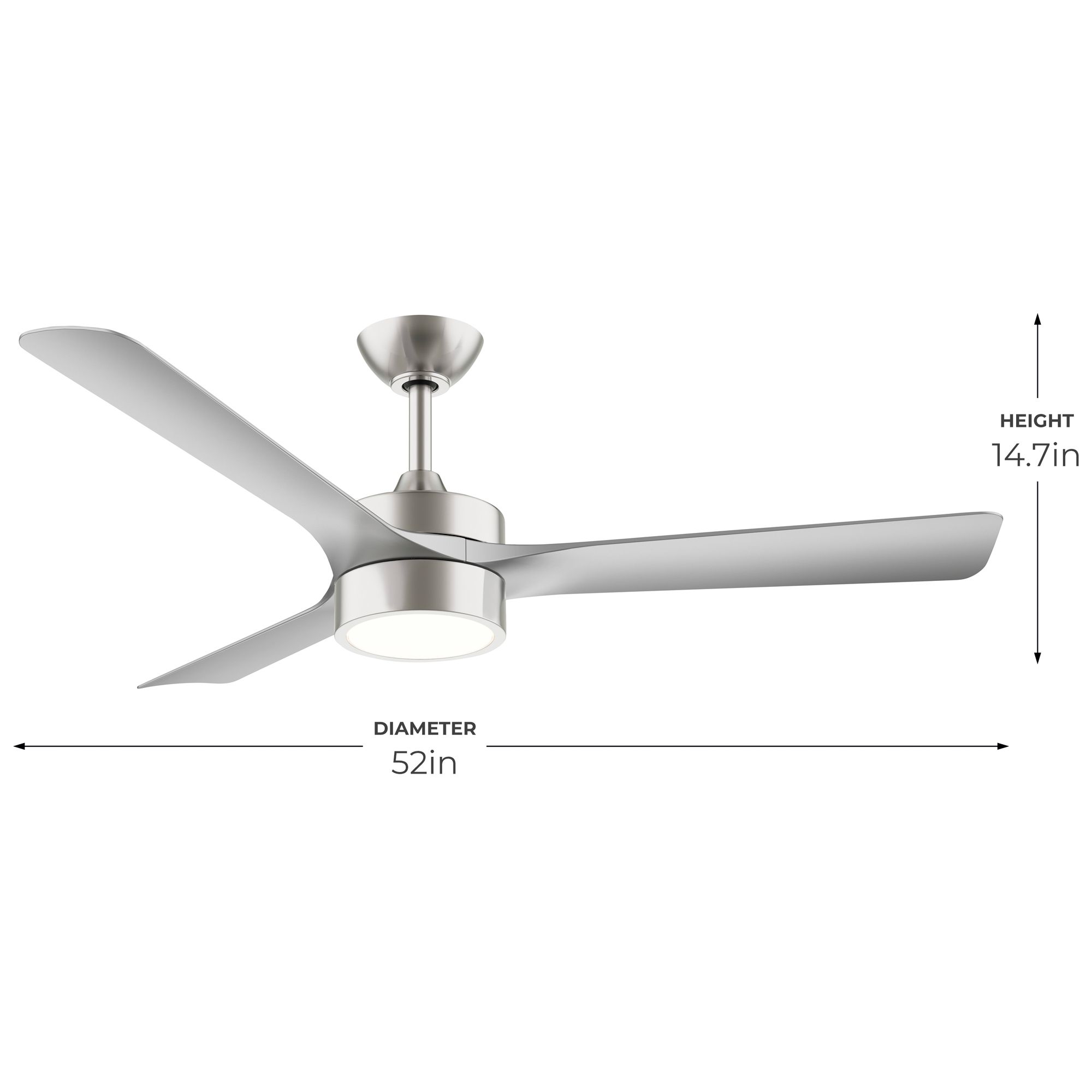 Axion II 52 in. 3-Blade Modern LED Ceiling Fan