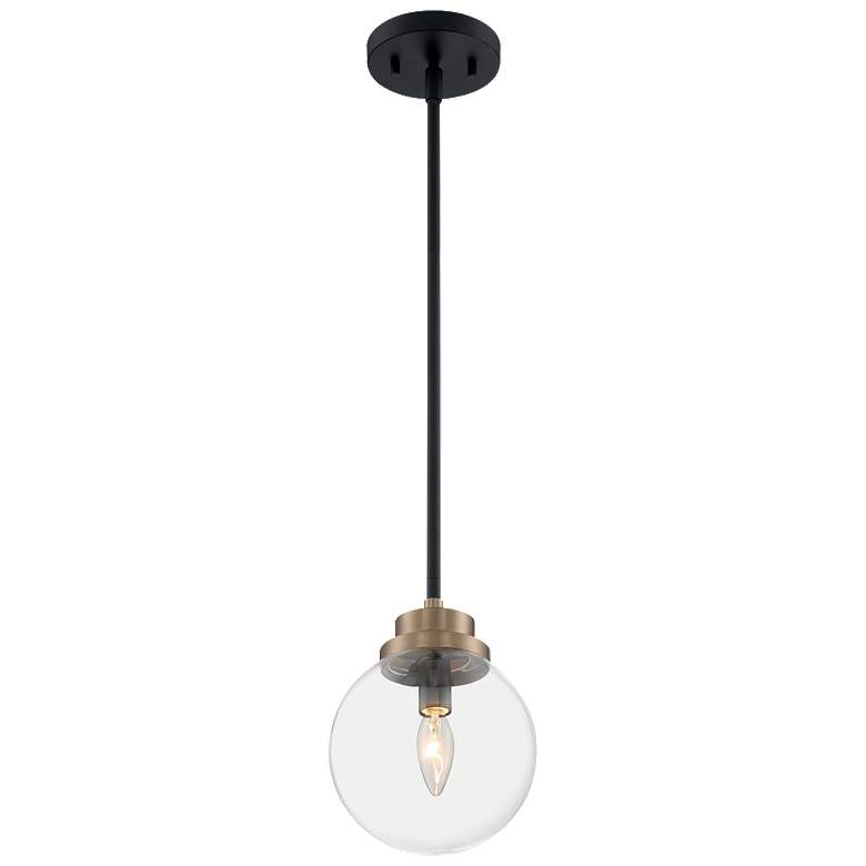 Image 1 Axis; 1 Light; Pendant Fixture; Matte Black Finish with Brass Accents