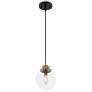Axis; 1 Light; Pendant Fixture; Matte Black Finish with Brass Accents