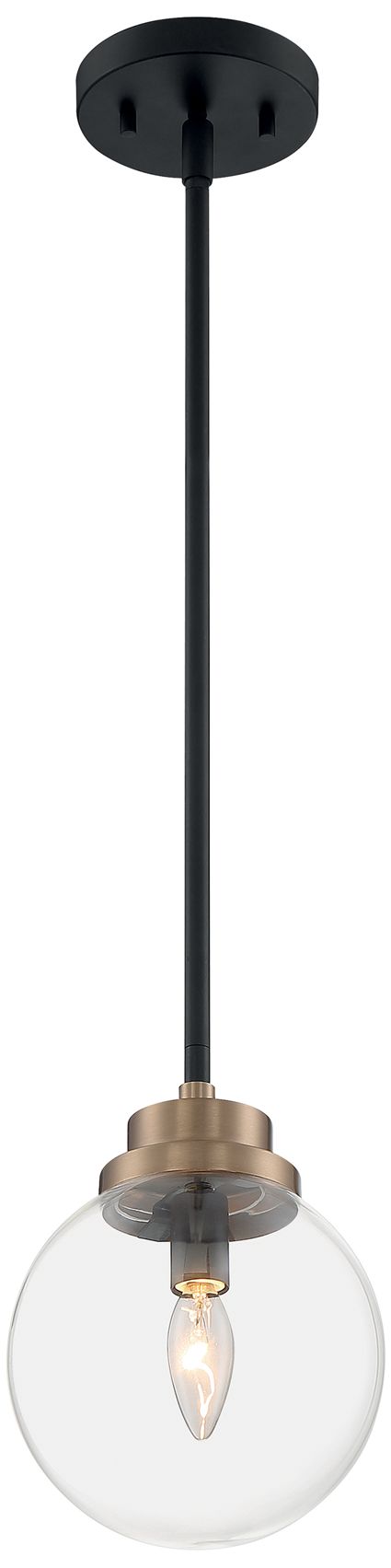 Image 2 Axis; 1 Light; Pendant Fixture; Matte Black Finish with Brass Accents more views