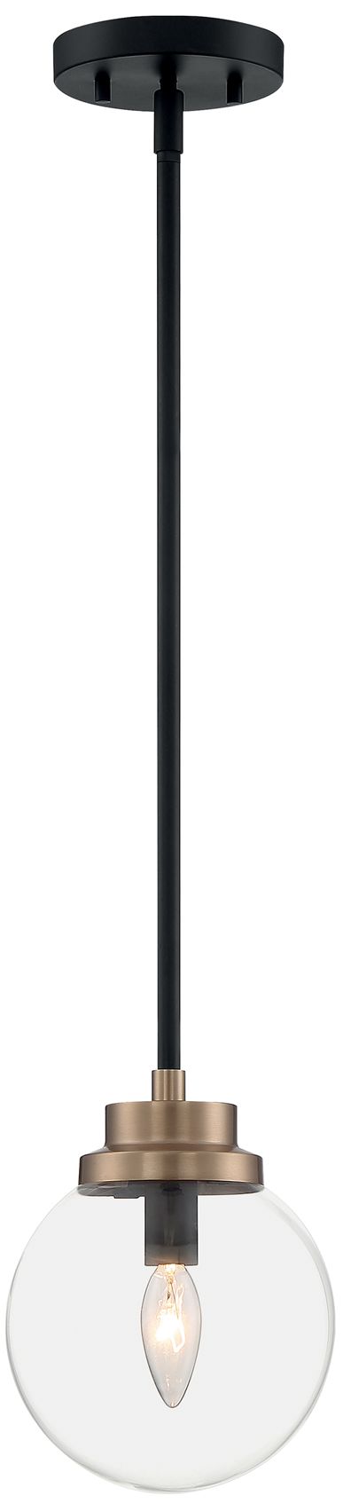 Image 4 Axis; 1 Light; Pendant Fixture; Matte Black Finish with Brass Accents more views