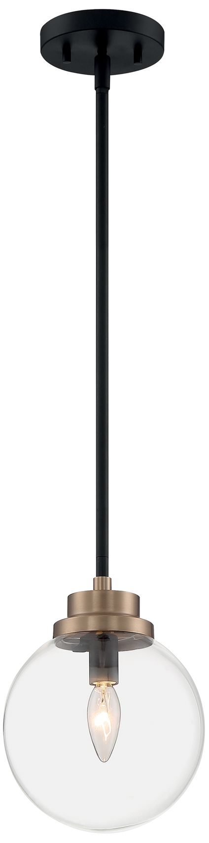 Image 5 Axis; 1 Light; Pendant Fixture; Matte Black Finish with Brass Accents more views