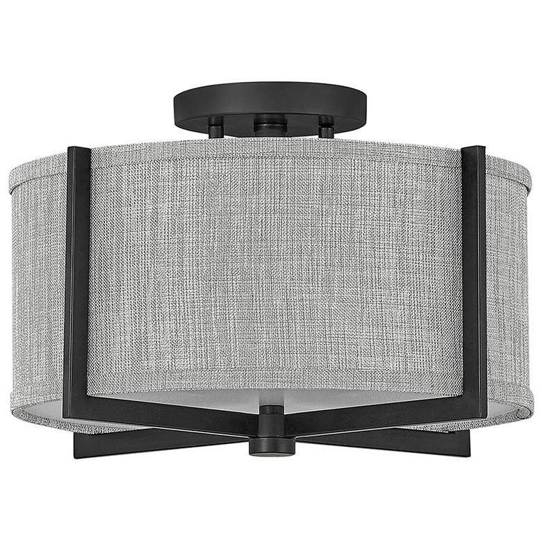 Image 1 Axis 14 1/2 inch Wide Black Ceiling Light with Gray Shade