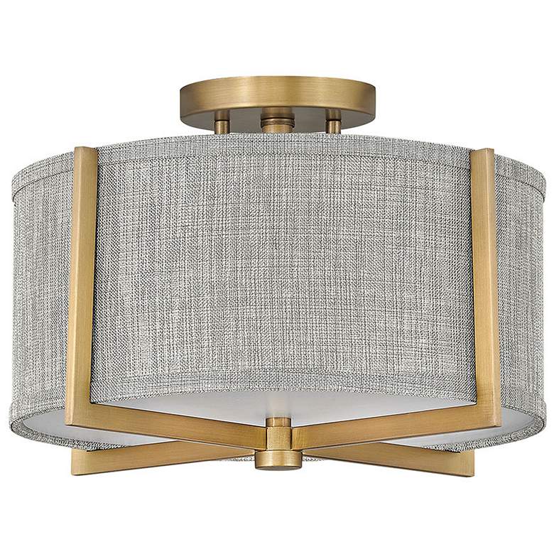 Image 1 Axis 14 1/2 inch Wide Brass Ceiling Light with Gray Shade