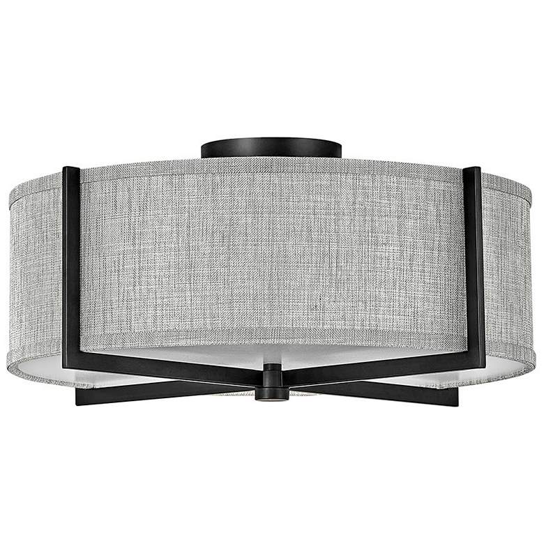 Image 1 Axis 19 1/2 inch Wide Black Ceiling Light with Gray Shade