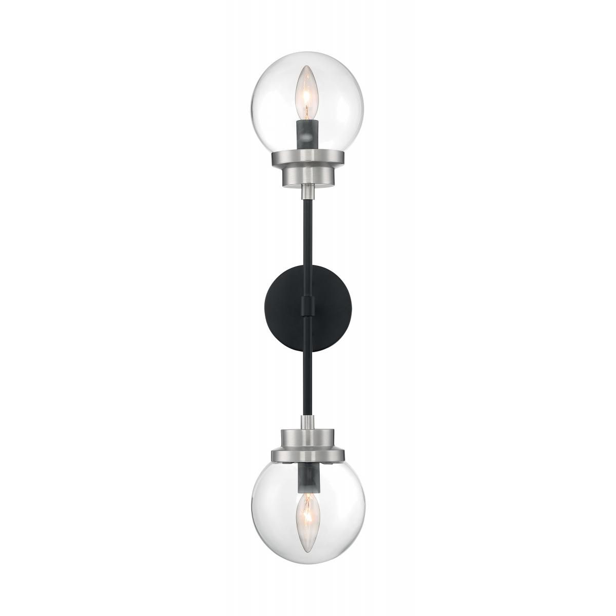 Image 2 Axis; 2 Light; Wall Sconce; Matte Black Finish; Clear Glass more views