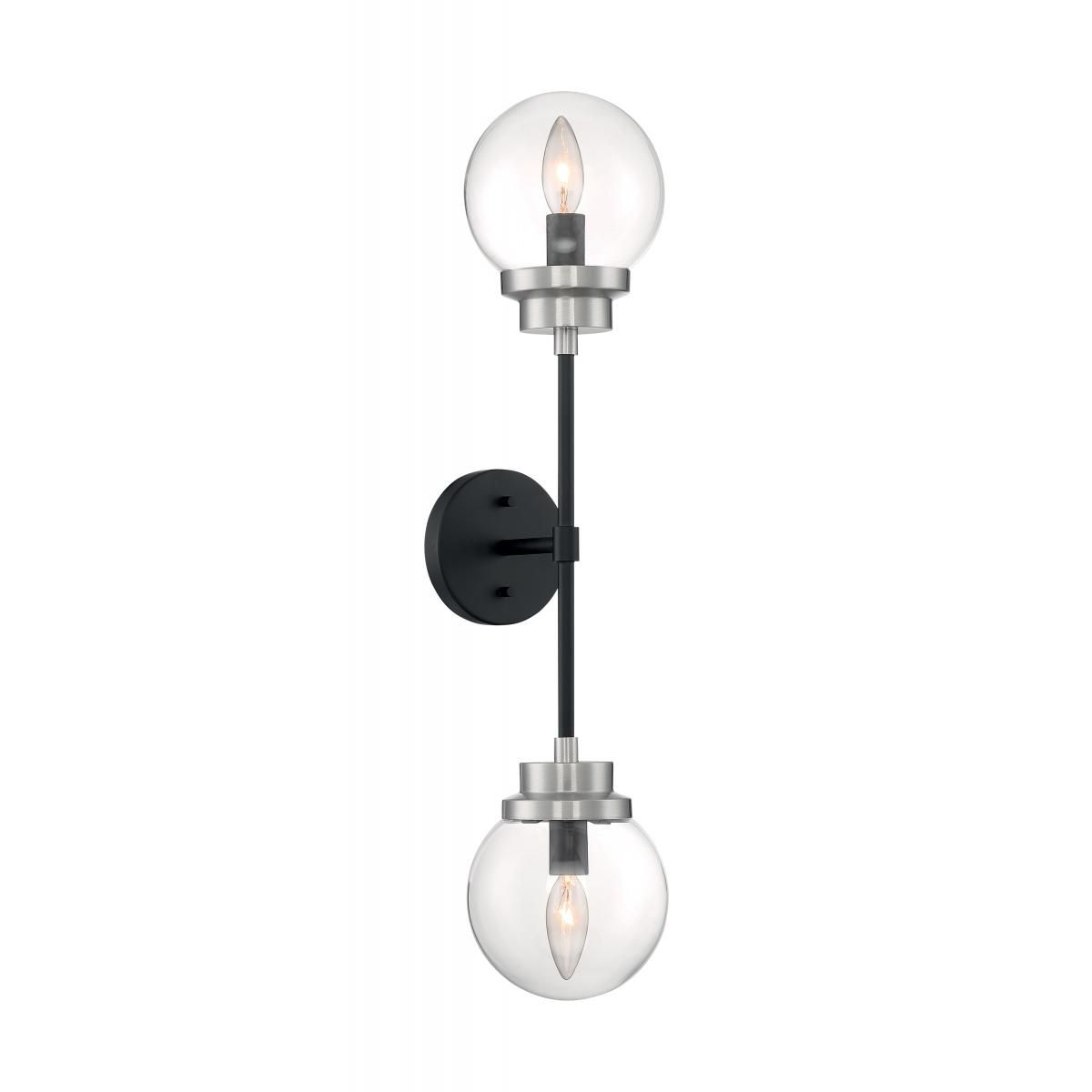 Image 4 Axis; 2 Light; Wall Sconce; Matte Black Finish; Clear Glass more views